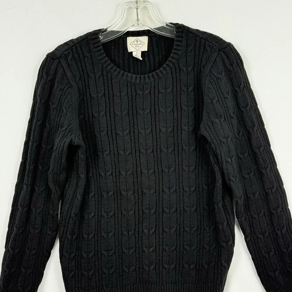 St John's Bay Women's Long Sleeve Cable Knit Sweater Size Small Black